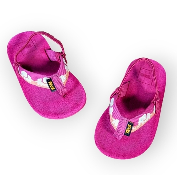 Teva Other - Teva Mush II Elephants Vivacious Pink Flip Flop Sandals with Ankle Strap Size 6
